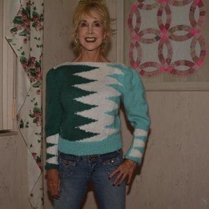 Hand knit retro look sweater